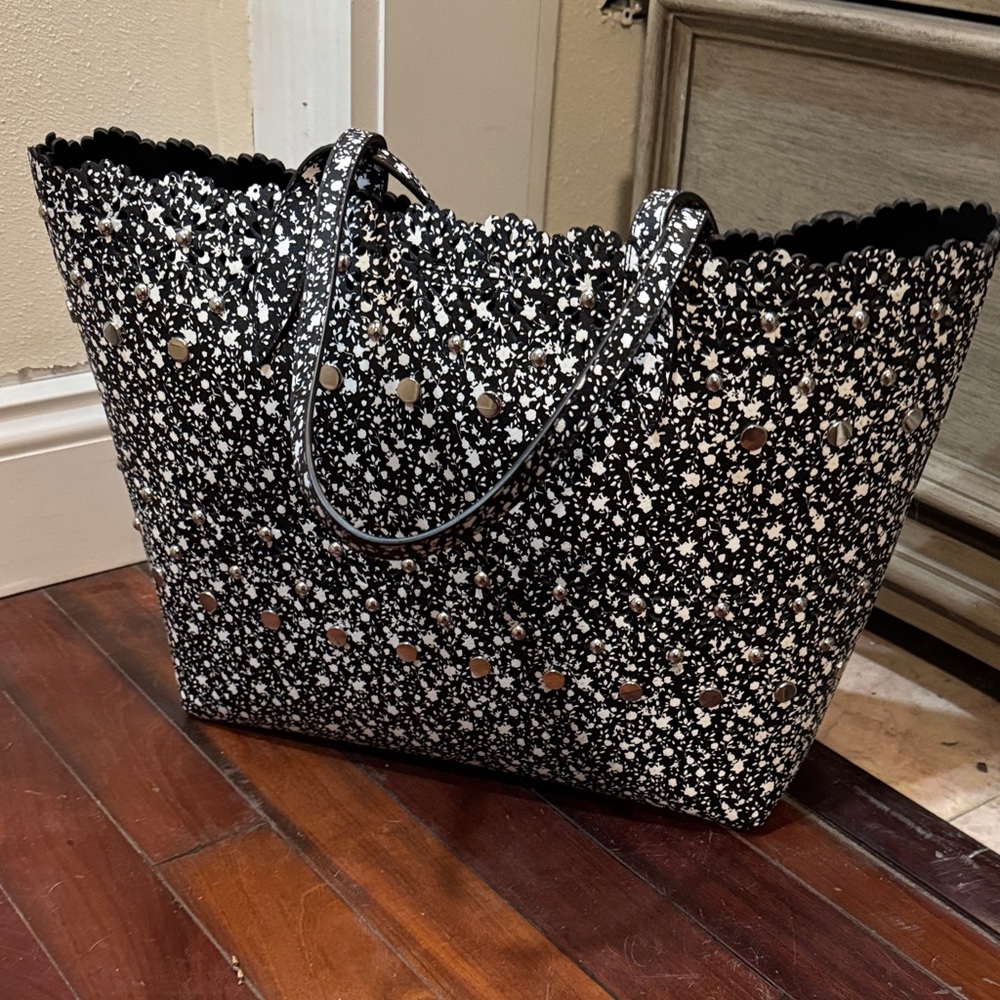 Rebecca Minkoff Black and White Floral Tote